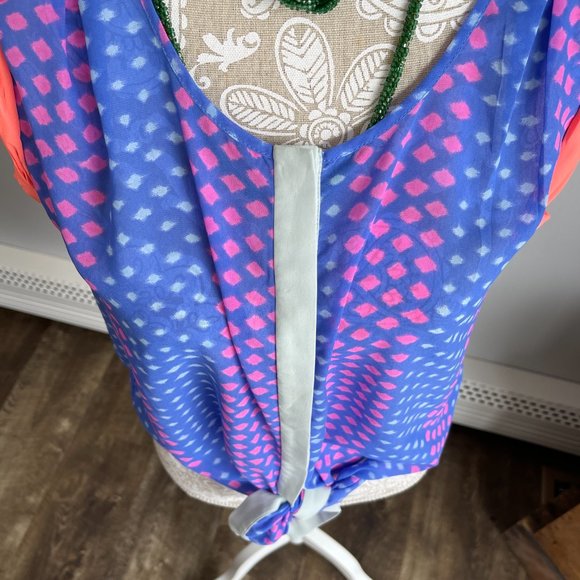 Women’s American Eagle blue and orange tie front tank top size medium. - Picture 3 of 7